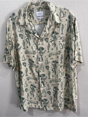 Nikben La Cucaracha Printed Viscose
Shirt In Beige mens XL
